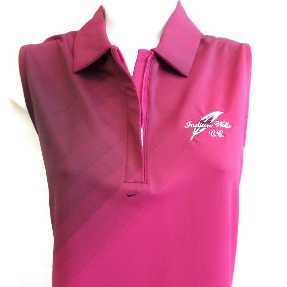 Nike Golf Pink Sleeveless Shirt Polo Ombre Quarter Zip Henley Dri-Fit M